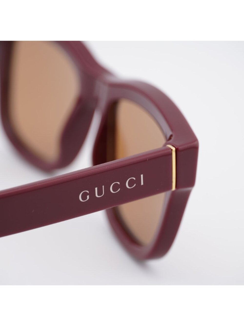 Gucci GG1135S 003 Sunglasses Burgundy Square Frame, Brown Lenses - Picture 9 of 11